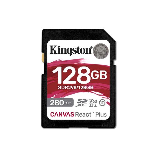 Kingston SDR2V6/128GB Canvas React Plus SDXC UHS-II 280R/100W U3 V60 for Full HD/4K SD Hafıza Kartı resmi