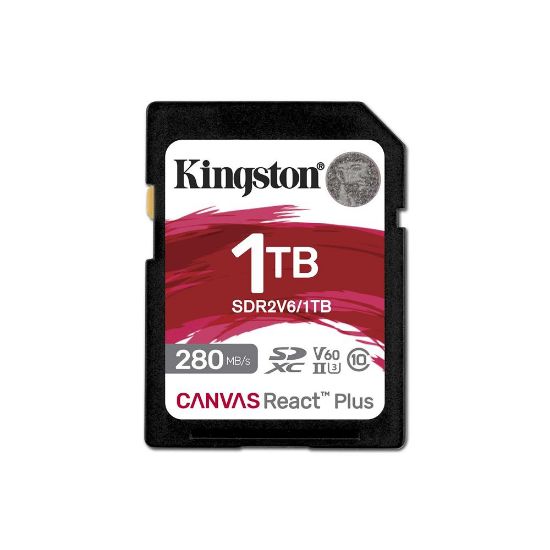 Kingston SDR2V6/1TB Canvas React Plus SDXC UHS-II 280R/150W U3 V60 for Full HD/4K SD Hafıza Kartı resmi