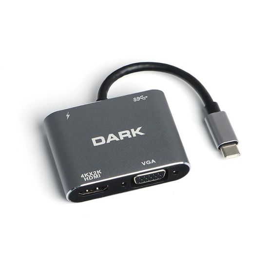 Hytech HY-USBC80 4K@30Hz Gri Metal 2xUSB3.0 1xHDMI, 1xPD 10/100/1000M Type C Adaptör resmi