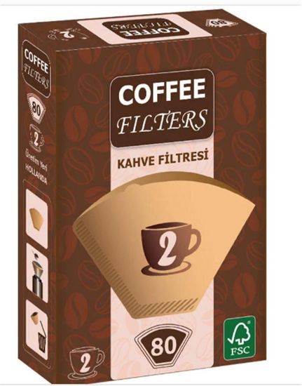 Coffee Filters Filtre Kahve Kağıdı 1x4 2 Numara 80li resmi