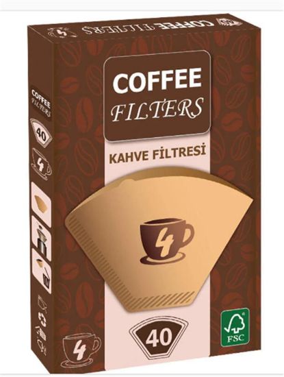 Coffee Filters Filtre Kahve Kağıdı 1x4 4 Numara 40lı resmi