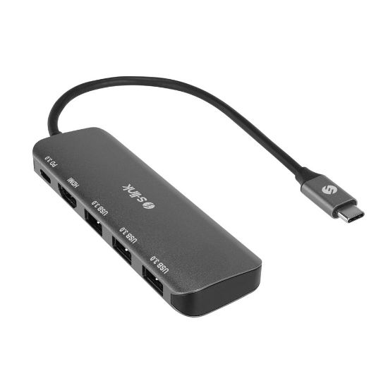 S-link SW-U518 Gri Metal USB 3.. to 3*USB3.0, 1*TypeC PD 1*4K HDMI Adaptör resmi