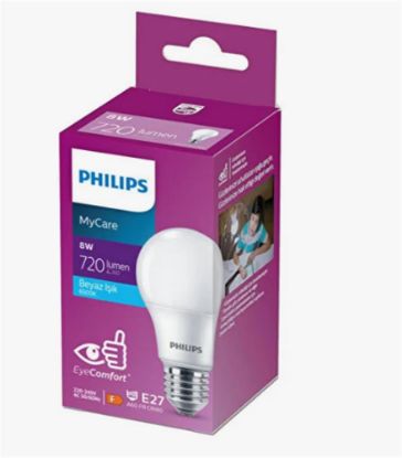 Philips Ledbulb 720 lumen  8w 6500k Led Beyaz E27 220/240w  resmi