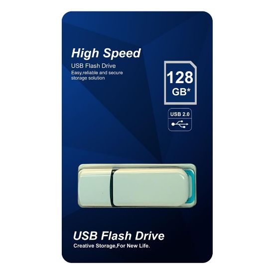 Elba 128GB Plastik Beyaz-Mavi 2.0 USB Flash Bellek resmi