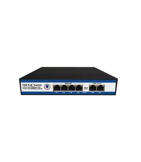 Nova NVC-PSE0420 4 Port Poe+ 10/100 Mbps 2 Port 10/100 Mbps Uplink Switch 65W resmi