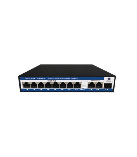 Nova NVC-PSEG0821 8 Port Poe+ 10/100/1000 Mbps 2 Port 10/100/1000 Mbps Uplink 1 Port SFP Switch 120W resmi