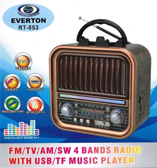 Everton Rt-853  Bluetooth Fm/Usb/Tf/Aux Şarjlı Nostaljik Radyo resmi