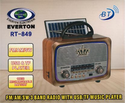 Everton Rt-849  Bluetooth Fm/Usb/Tf/Aux Şarjlı Nostaljik Radyo Güneş Panelli  resmi