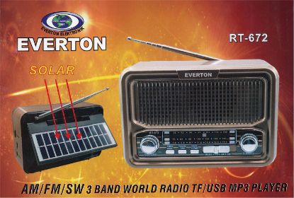 Everton Rt-672 Bluetooth Fm/Usb/Tf/Aux Şarjlı Solar Nostaljik Radyo resmi