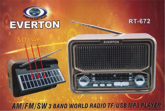 Everton Rt-672 Bluetooth Fm/Usb/Tf/Aux Şarjlı Solar Nostaljik Radyo resmi