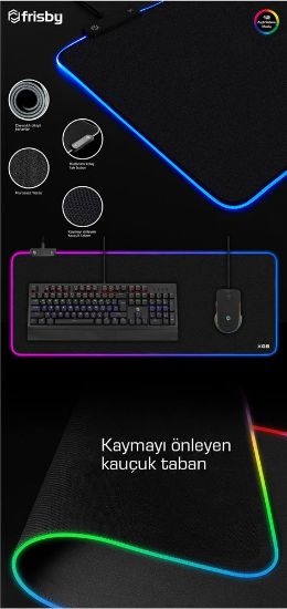 Frisby FMP-7055RGB  Kumaş Oyun Mouse Pad (RGB)(800 x 300 x 4 mm)12 Aydınlatma Modu Su Geçirmez resmi