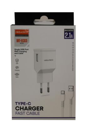 Megatech MT-EC03 2.1A Micro Usb TYPE-C  Kablo+ Ev Şarj Adaptörü Hızlı Şarj resmi