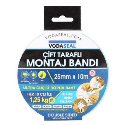 Vodaseal Çift Taraflı Montaj Bantı 25MMX10mt Ultra Köpük Bant  resmi