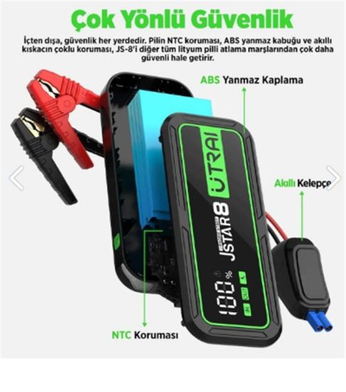ULTRAI Jstar 8 20000mAh 3000A Jump Starter Taşınabilir Araç Akü Şarj Bataryası  resmi