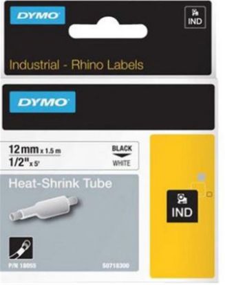 DYMO 18055 RhinoPRO Beyaz/Siyah Isıyla Küçülen Şerit 12 mm x 1,5 mt resmi