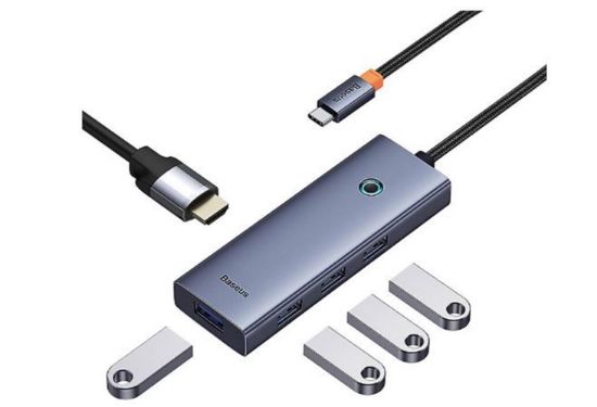 Baseus Flite Series 7in1 Type-C Hub Gri (B00052805813-00) resmi