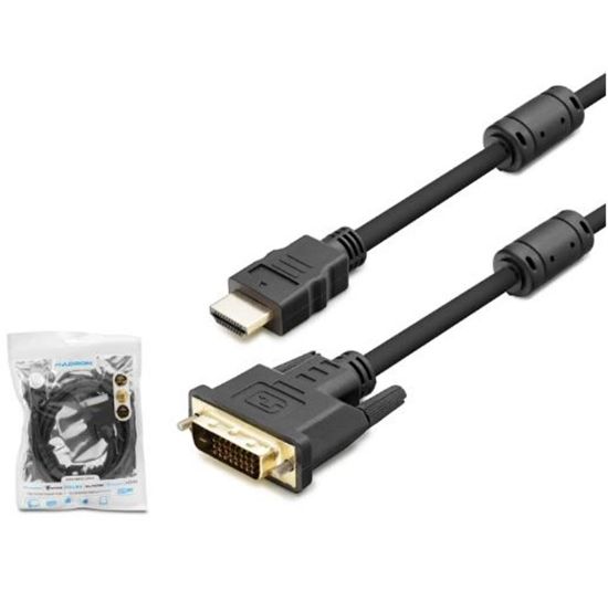 HADRON HDX7752 DVI (M) TO HDMI (M) KABLO 24+1 PVC 1.8M SİYAH 1.8M resmi