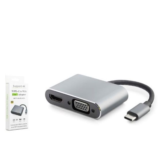 HADRON HDX7838 TYPE-C TO HDTV HDMI 4K 30HZ + VGA 2IN1 GRİ resmi