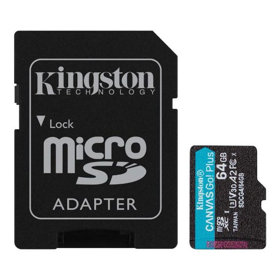 Kingston SDCG4/64GB 64GB microSDXC Canvas Go Plus Gen4 200MB/s A2 U3 V30 Card + ADP Hafıza Kartı  resmi