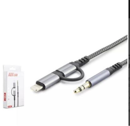 HADRON GJ-027 3.5MM TO TYPE-C + LIGHTNING KABLO AUX CAR SİYAH resmi