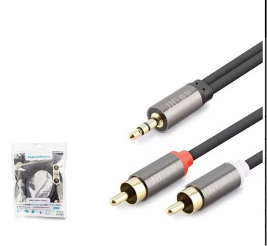 HADRON HDX1068 3.5MM TO 2RCA KABLO 2LINE GOLD 3M SİYAH resmi