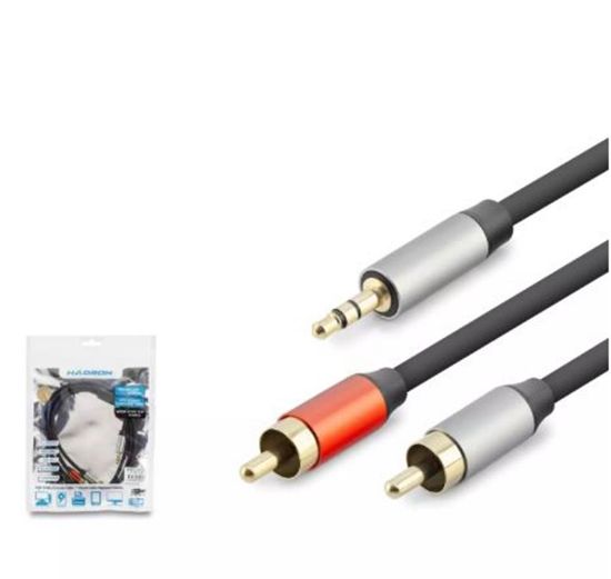 HADRON HDX1073 3.5MM TO 2RCA KABLO 2LINE GOLD 1.5M SİYAH resmi