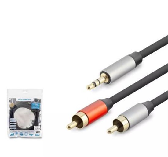 HADRON HDX1074 3.5MM TO 2RCA KABLO 2LINE GOLD 3M SİYAH resmi