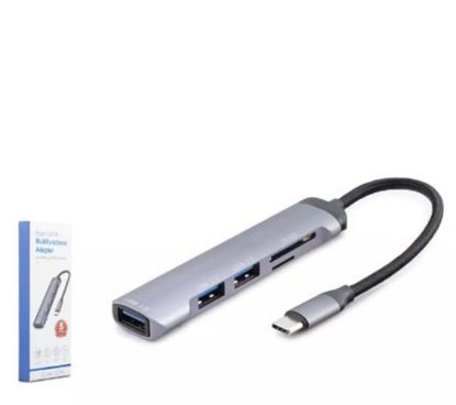 HADRON HDX7039 USB HUB COMBO 5IN1 USB type-c SD + TF CARD GRİ resmi