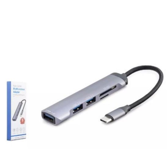 HADRON HDX7039 USB HUB COMBO 5IN1 USB type-c SD + TF CARD GRİ resmi