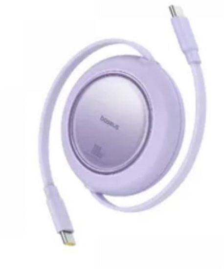 Baseus P10364500213-00 Free2 Pull Mini Kablolu USB-C 100W 2M Mor Şarj Kablosu resmi