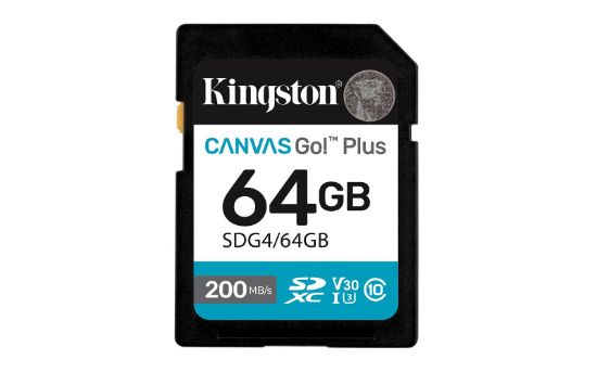 Kingston SDG4/64GB 64GB SDXC Canvas Go Plus Gen4 200MB/s C10 UHS-I U3 V30 Hafıza Kartı resmi