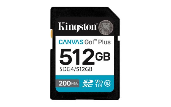 Kingston SDG4/512GB 512GB SDXC Canvas Go Plus Gen4 200MB/s C10 UHS-I U3 V30 Hafıza Kartı resmi