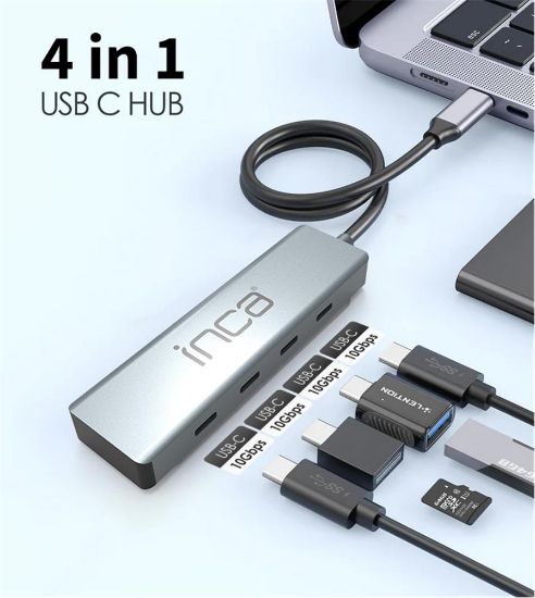 Inca ITPT-4TX 4 Port Type-C 3.1 Veri ile3.1 10 Gbps Type-C Çoklayıcı Kablo uzunluğu 15cm resmi