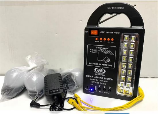 Everton Rt-999 SolarPanelli /Ledli Güneş Enerjili Radyo Usb/ 3 Adet Ampul Şarjlı (Solar 9V-3.5W) resmi