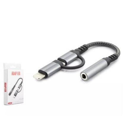 Hadron Gj-026 Type-C + Lightning To 3.5Mm F Kablo Siyah resmi