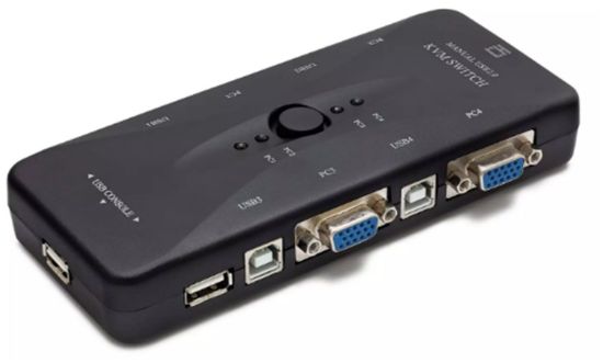 Hadron Hd230 Vga Usb Kvm Switch 4Giriş 1Çıkış Siyah 4 Farkı Bilgisayarı Tek Ekrana Bağlar  resmi