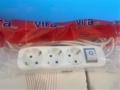 Vira 3lü 2mt Anahtarlı Topraklı Priz  resmi