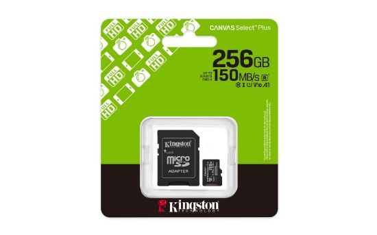 Kingston SDCS3/256GB 256GB microSDXC Canvas Select Plus Gen3 150MB/s A1 Card + Adapter Hafıza Kartı  resmi