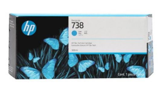 HP 738 Cyan Mavi 300ML Plotter Kartuşu 676M6A resmi