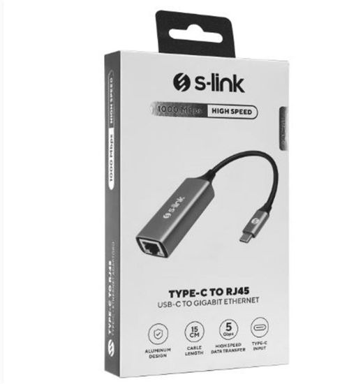 S-link SW-U336 Gri Metal Type-C to RJ45 10/100/1000Mbps Gigabit Adaptör resmi