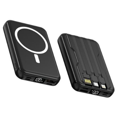 SnapMax SNP-3005 10.000 mah Kablosuz Hızlı Şarj Magsafe Powerbank LED Ekranlı Çoklu Girişli resmi