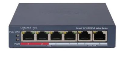 Hikvision DS-3E1106P-EI/M 4 Port PoE 10/100 2-Uplınk Yönetilemez Switch resmi