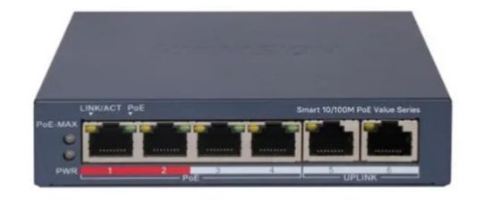 Hikvision DS-3E1106P-EI/M 4 Port PoE 10/100 2-Uplınk Yönetilemez Switch resmi