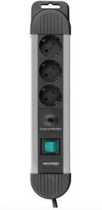 S-link SPGKS03 1.5m 3G1.5mm2 900 Joule 3Lü Akım Kor. Gri Priz Çoklayıcı resmi