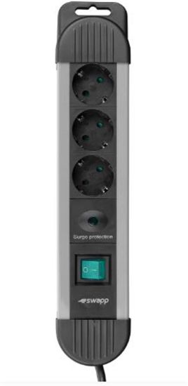 S-link SPGKS03 1.5m 3G1.5mm2 900 Joule 3Lü Akım Kor. Gri Priz Çoklayıcı resmi