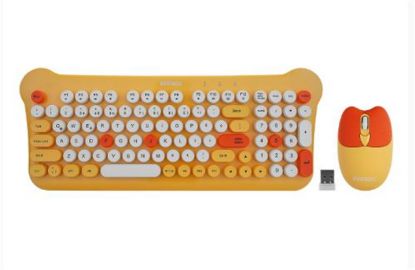 Everest KM-6244 BUNNY Renkli Tuşlu Sarı 2.4 ghz + BT Kablosuz Q Multimedia Klavye + Mouse Set resmi