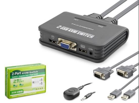 Hadron Hdx1362 Vga Usb Kwm Switch 2Giriş 1Çıkış Kablolu Siyah resmi