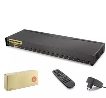 Hadron Hdx1379 16 Port  Hdmi Kvm Switch IR uzaktan kumanda  4K çözünürlük resmi