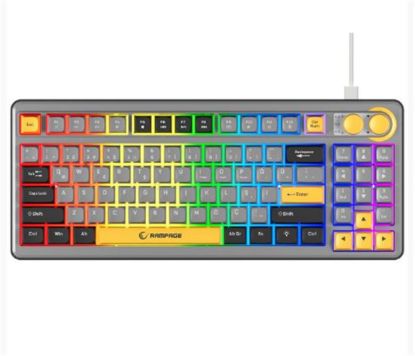 Rampage CYCLONE Gri/Siyah/Sarı USB RGB Aydınlatmalı Q Compact Membrane Gaming Oyuncu Klavye resmi