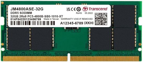 Transcend 32GB(1x32GB) 4800Mhz SODIMM CL40 DDR5 Notebook Ram (JM4800ASE-32G) resmi